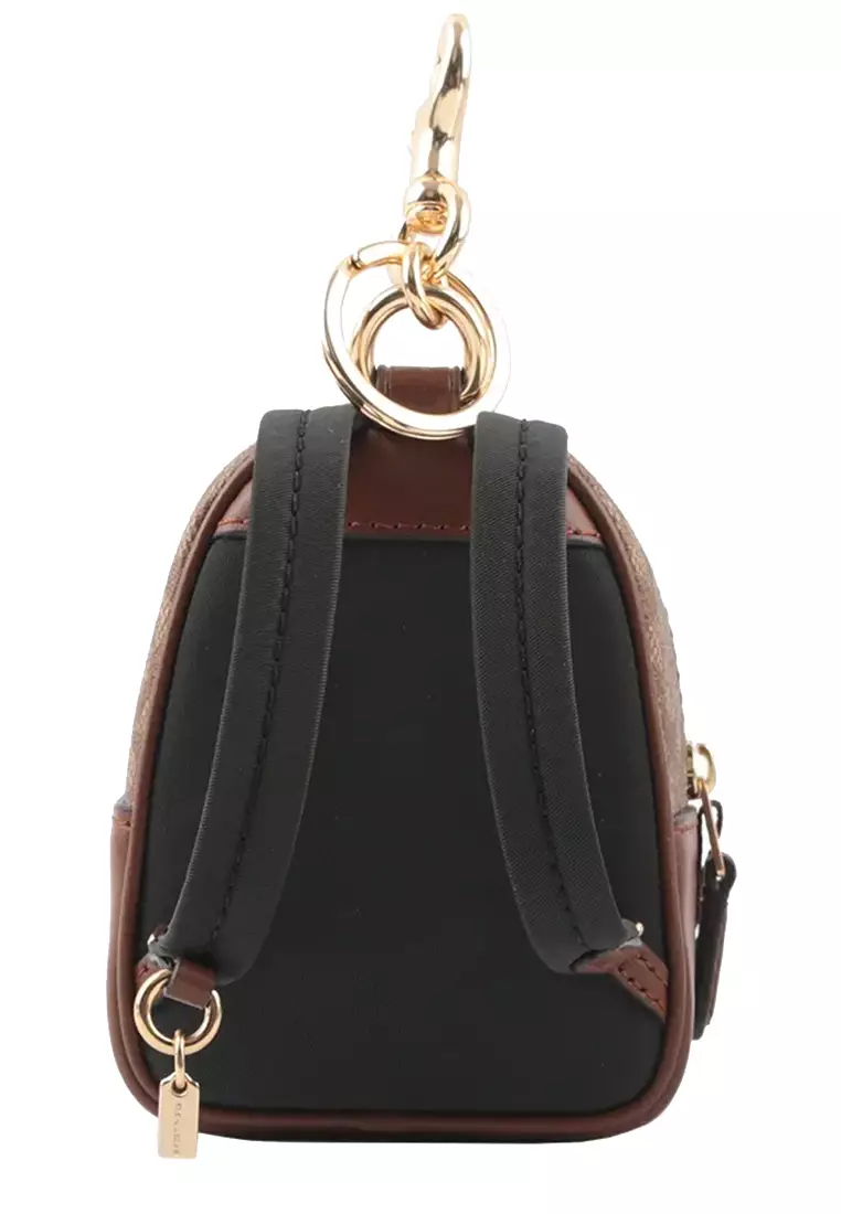 Coach Coach Mini Court Backpack Bag Charm In Signature Canvas in Khaki