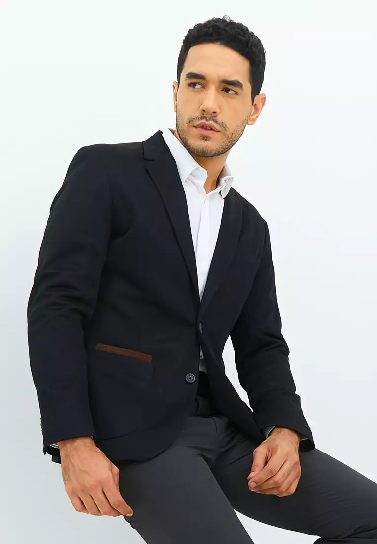 Jobb Julio-T2 Blazer Pria Slim Fit Hitam