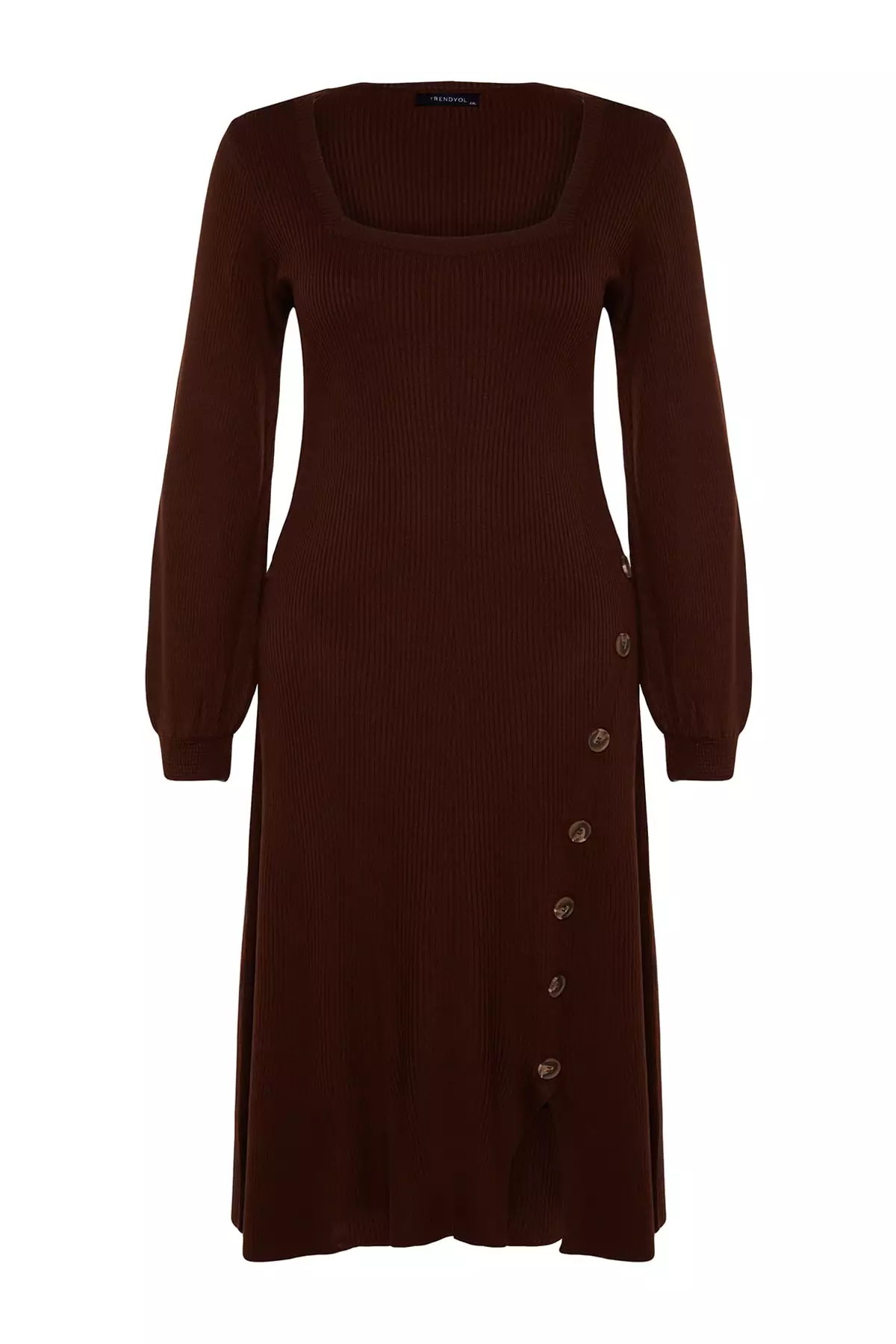 Plus Size Sweater Dress With Buttons Detail