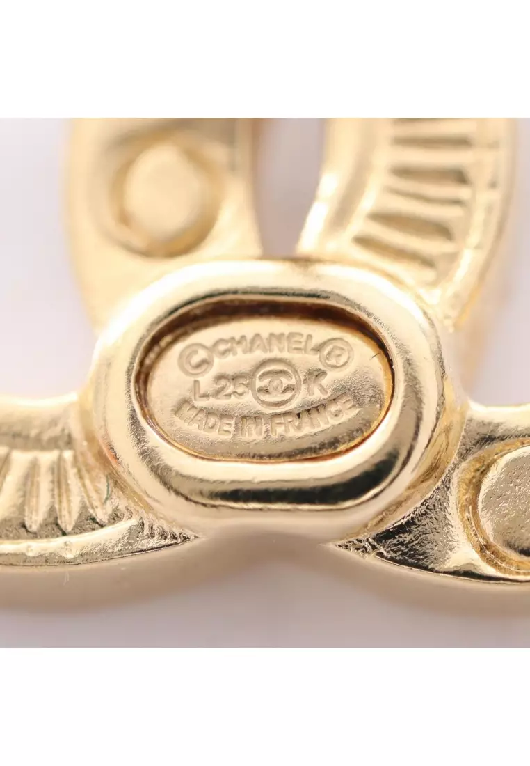 Pre-Loved Chanel coco mark earrings GP Rhinestone gold clear L25K