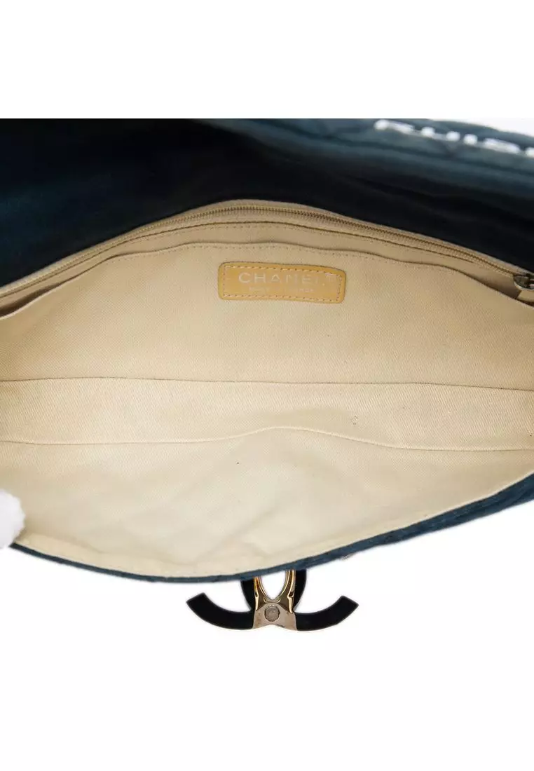 Pre-Loved Chanel Quilted Canvas Cc Cruise East West Flap Clutch