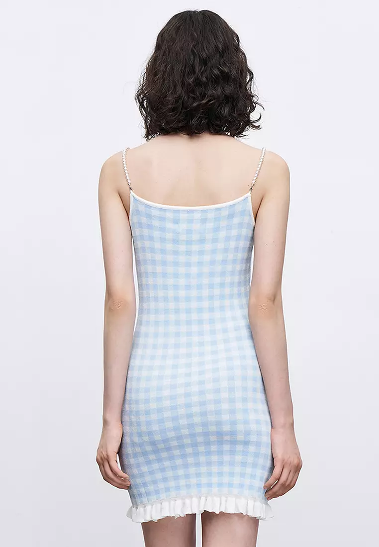 Checkered Frill Trim Cami Dress
