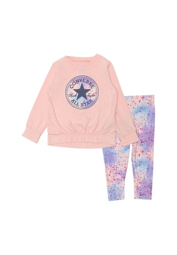 Converse pink Converse Girl Toddler's Chuck Taylor Patch Fill Long Sleeves Tee & Leggings Set (2 - 4 Years) - Storm Pink F7D52KA3448773GS_1