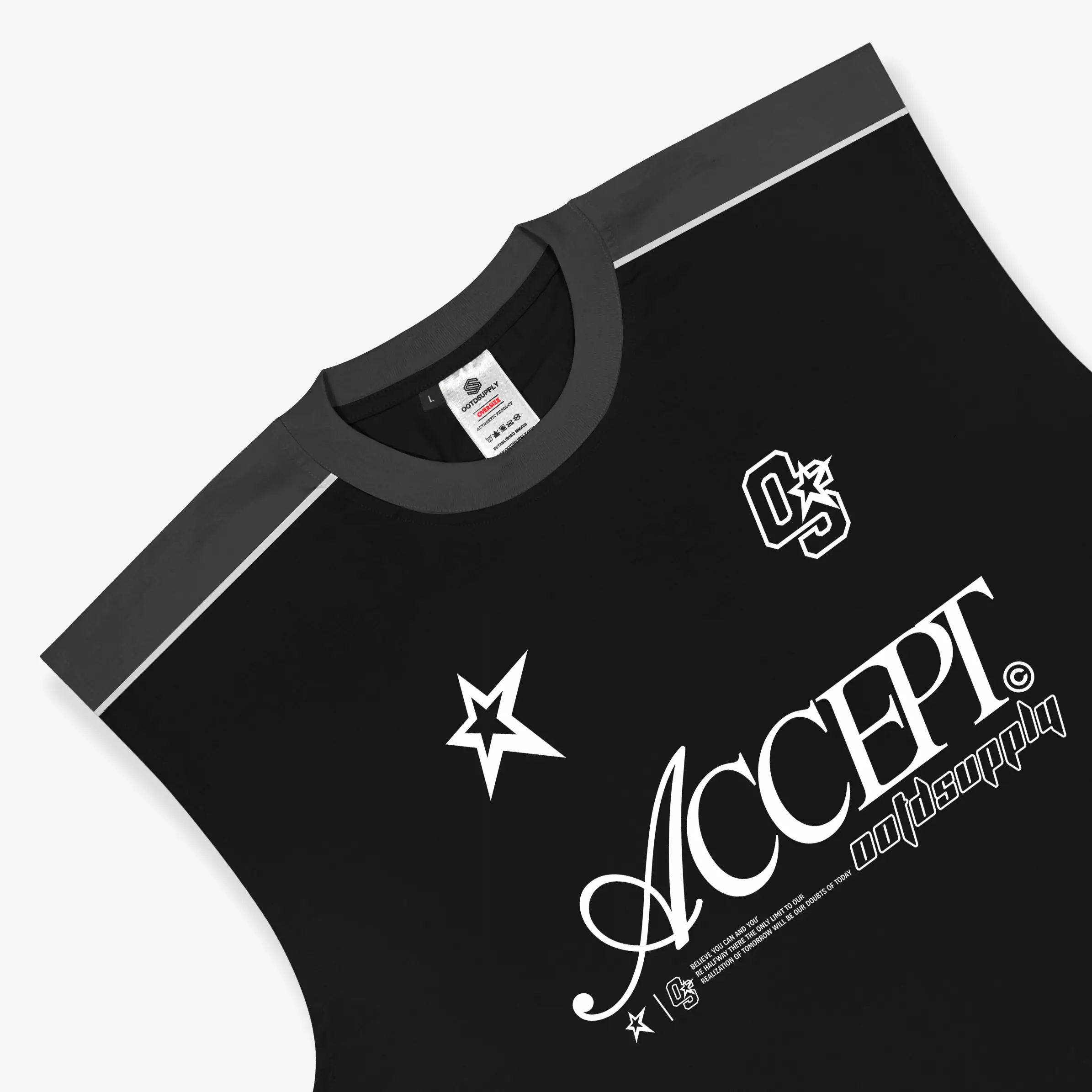 OOTDSUPPLY Oversize Sleeveless V.3 Accept Sign Black l Kaos Oversize | SingletV3001
