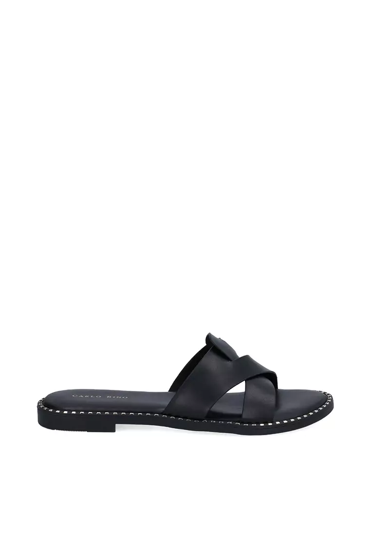 Discount on Carlo Rino  shoes - SKU: Black Robin Studded Slides