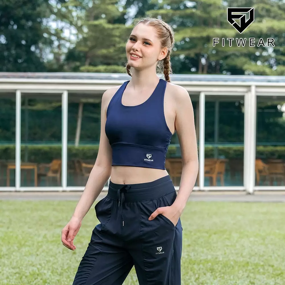Fitwear - SportBra Croptop Olahraga Wanita MILLEY [LONG PLAIN] - NAVY