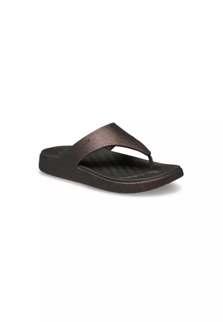 Crocs Women's Getaway Glimmer Triangle Flip in Dark Cocoa