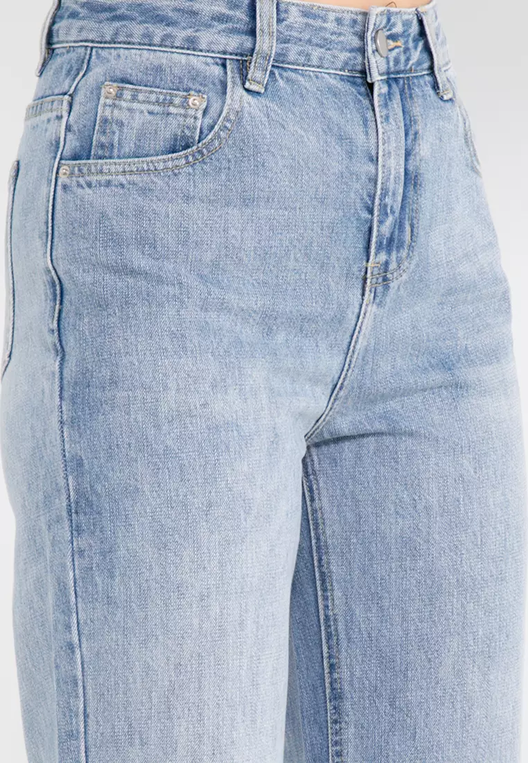 High Rise Straight Leg Denim Jeans