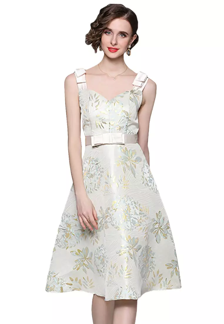 Buy Sunnydaysweety French Sexy Strap Elegant Print Dress CA100508
