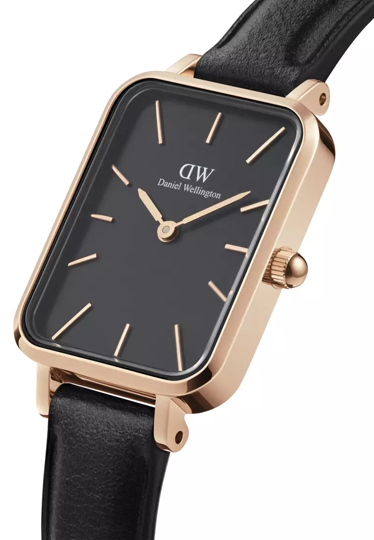 Quadro Sheffield 20x26mm Rose Gold Watch Black dial Leather strap Rose Gold jam tangan perempuan jam tangan wanita Watch for women DW