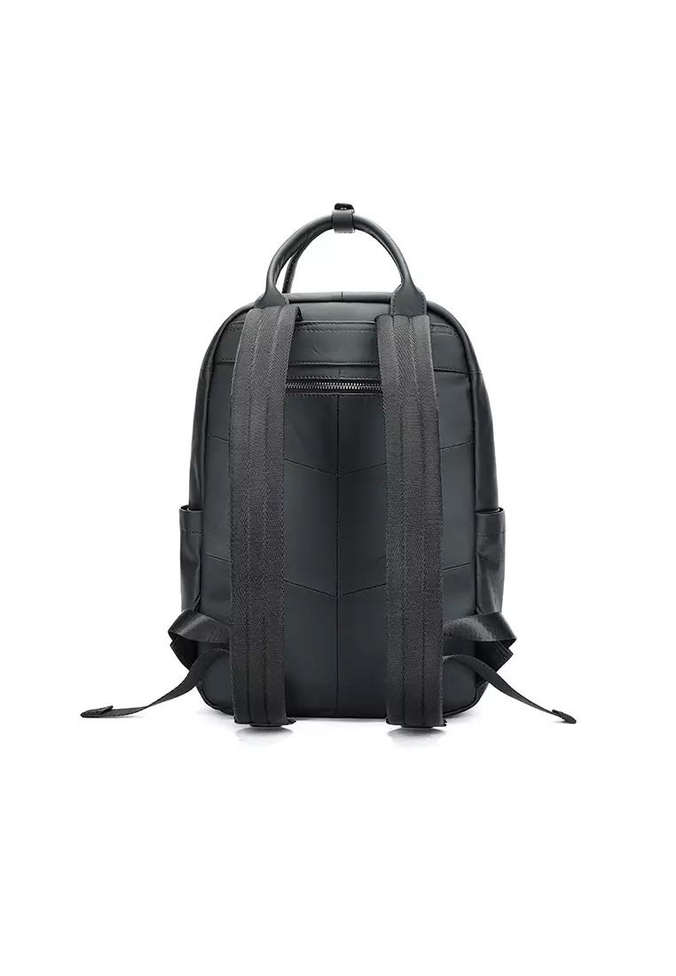 Men's Retro Plain Cow Leather Business Backpack