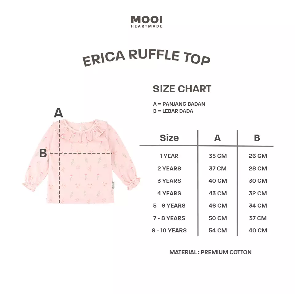 Mooi Atasan Anak Perempuan Erica Ruffle Top V1 - Dusty Pink