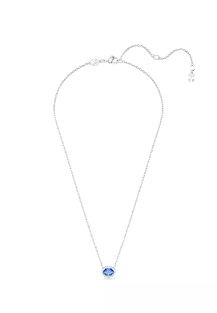 Constella Necklace, Oval Cut, Blue, Rhodium Plated