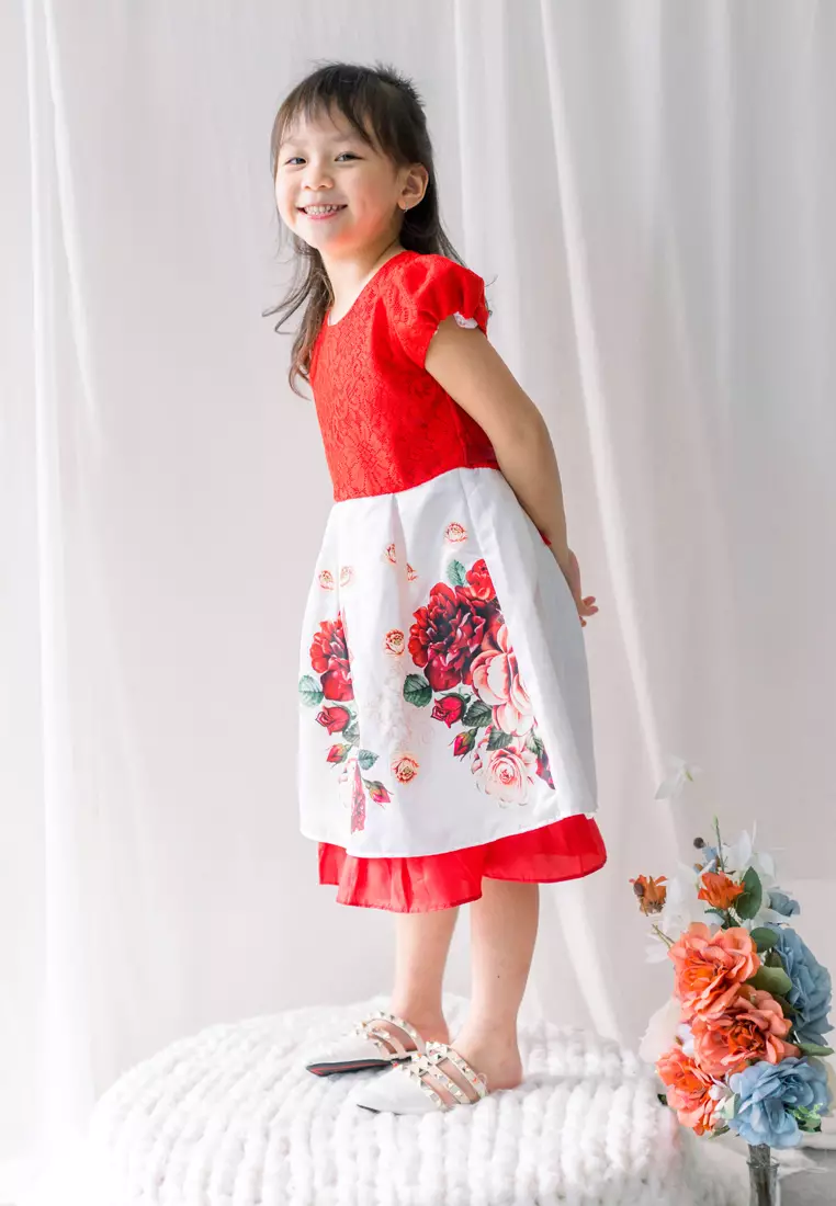 TWO MIX Dress Anak Perempuan Digital Print Bunga Cantik 4269