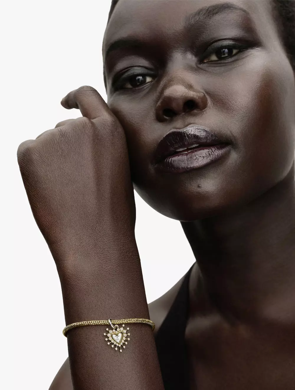 Heart Sterling Silver and 14k Gold-Plated Double Dangle with Clear Cubic Zirconia