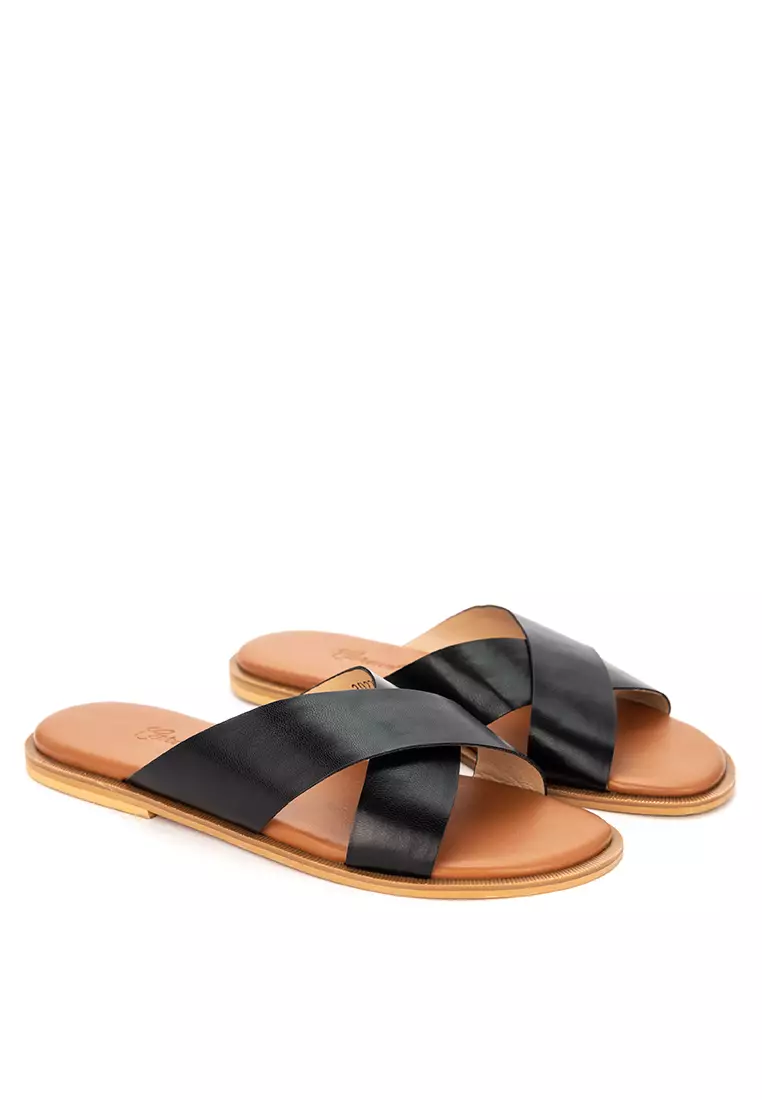 Cross Strap Flat Sandals