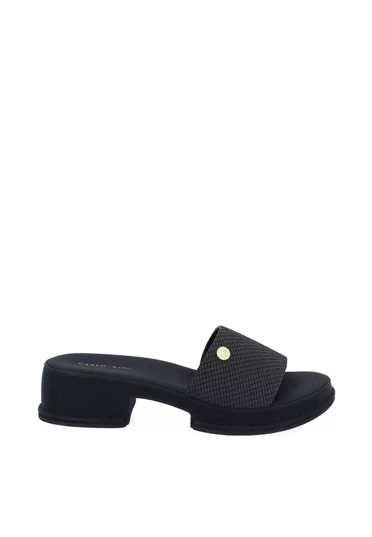 Carlo Rino Black CR Charm Platform Sandals