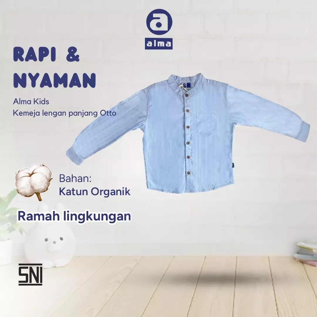 Alma Kids Kemeja lengan panjang biru OTTO untuk anak full katun