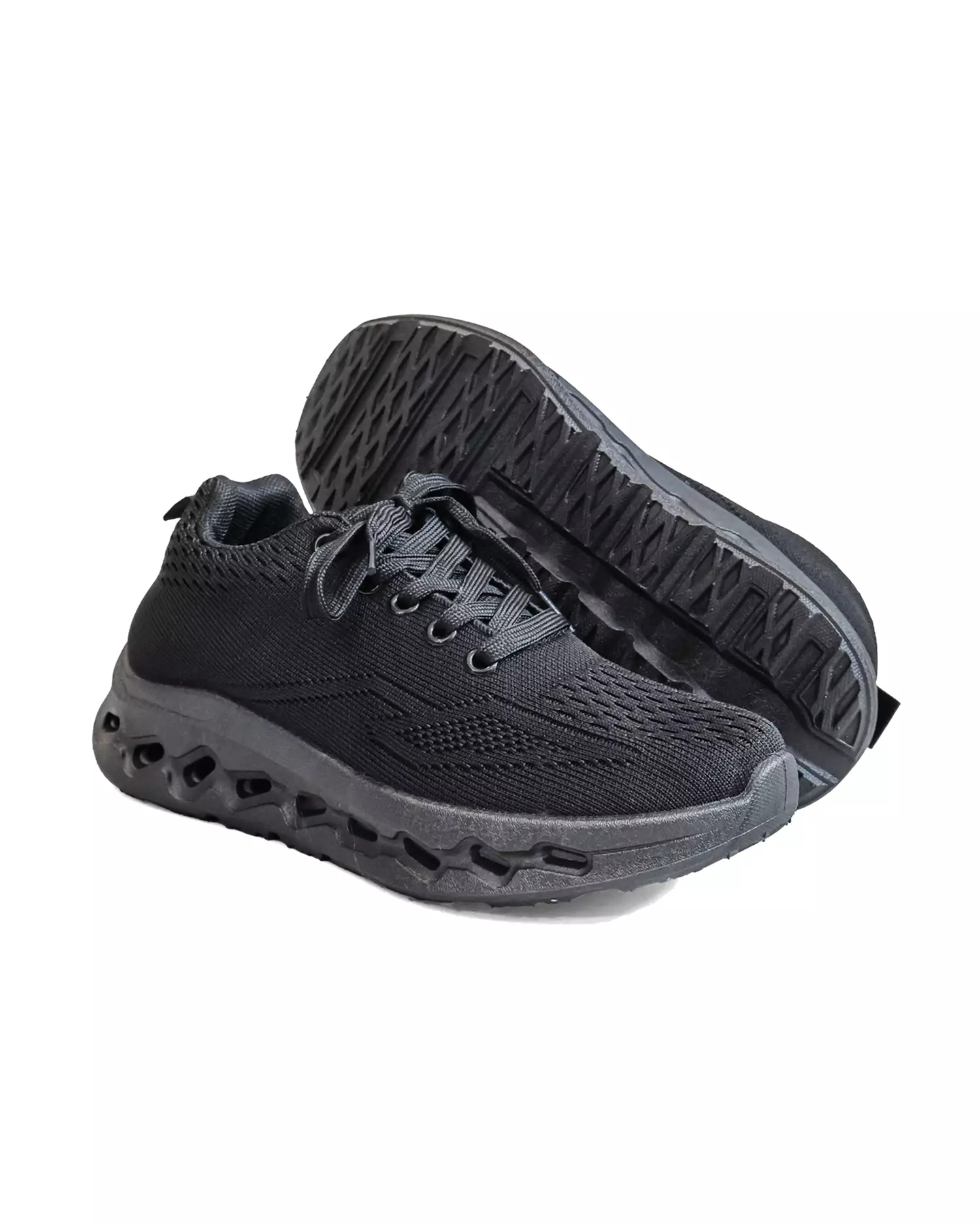 Dr. Kevin Sepatu Olahraga Sport Wanita Sneakers Rajut Tali Sepatu Sekolah Hitam 589-095