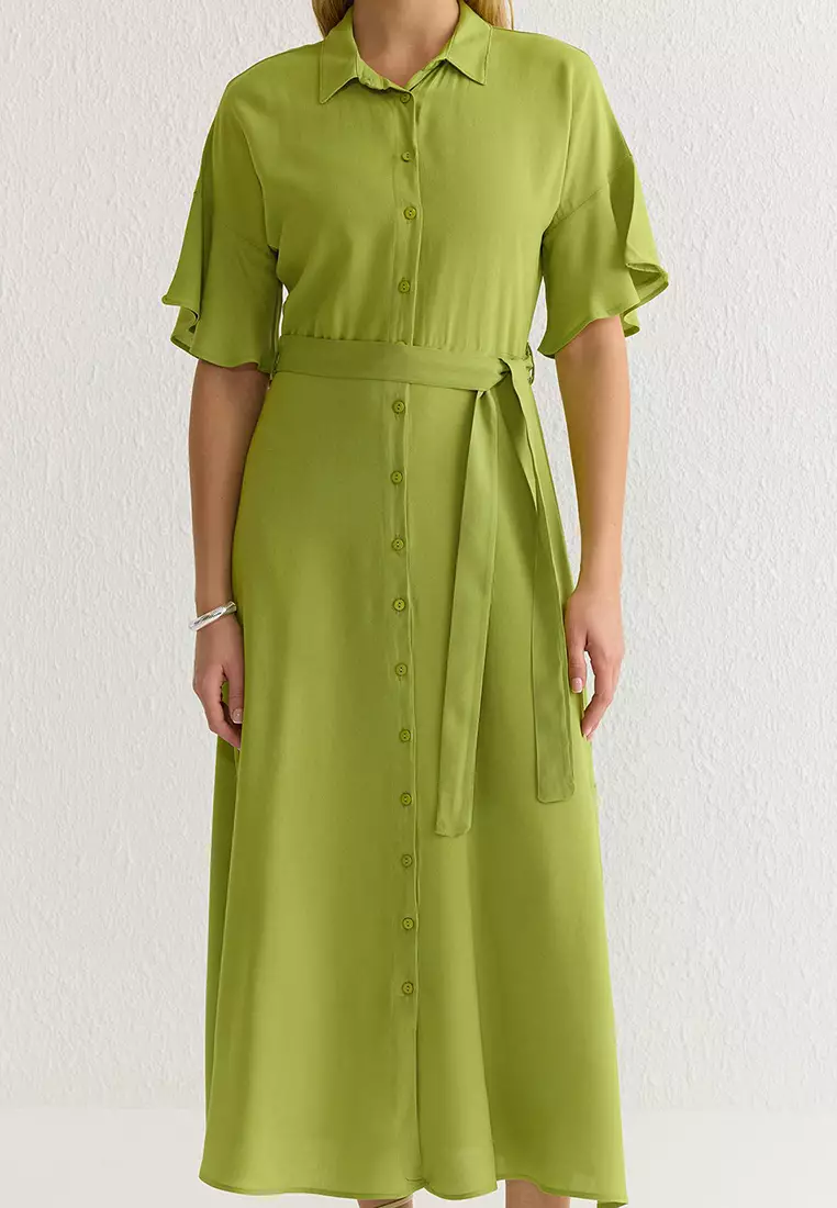 Belted Midi Shirt Dress