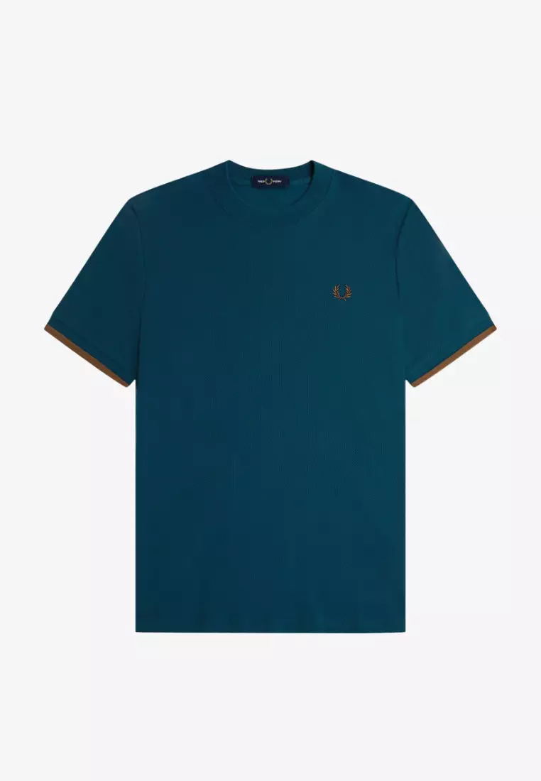 Fred Perry M4654 Tipped Cuff Pique Shirt (Dark Petrol)