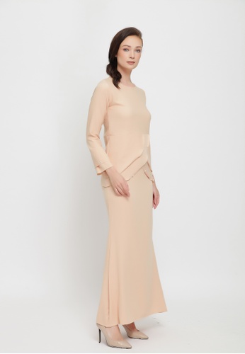 Buy Sarimah Kurung from Colours Thread Clothing in Brown and Beige at Zalora