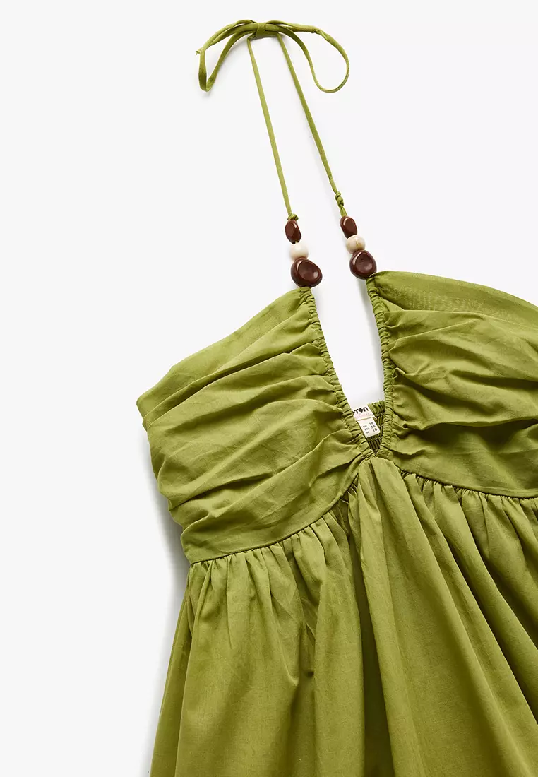 Beaded Detail Halter Neck Beach Dress
