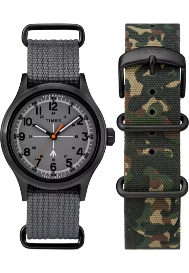 Timex x Todd Snyder Military 40mm - Black Case, Gray Fabric Strap (TWG017700)