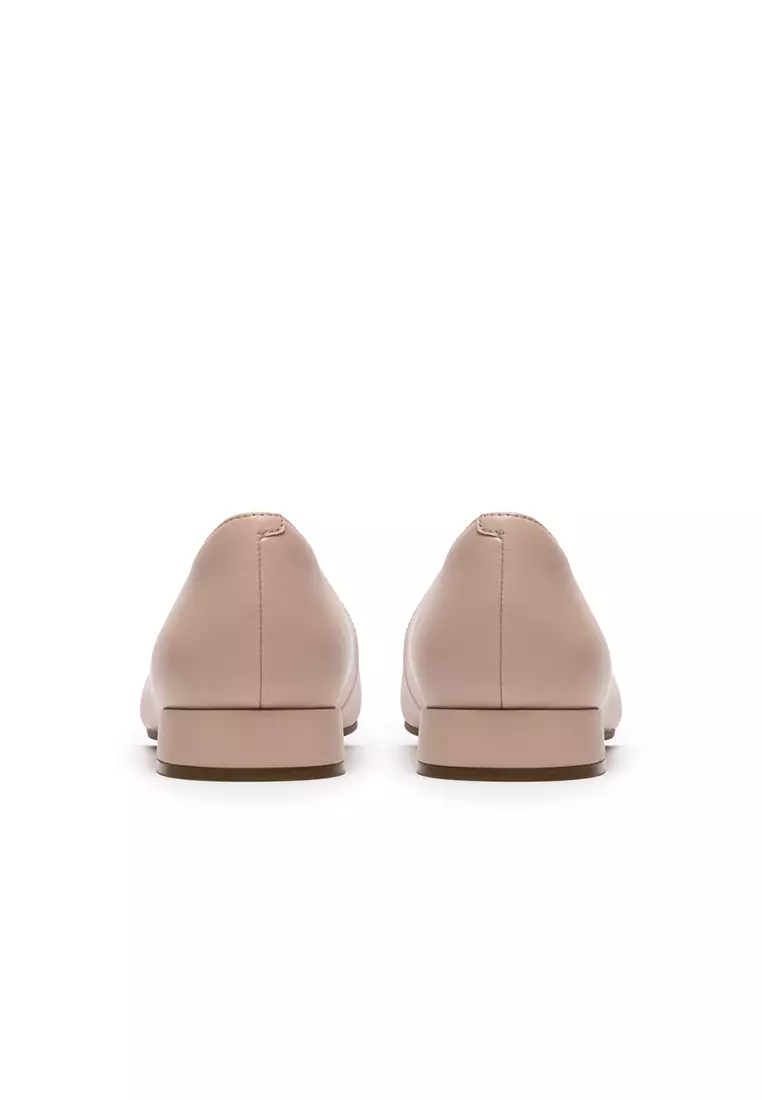 Womens Natalyn Trim Ballerina Light Pink Lea - Wide Fit