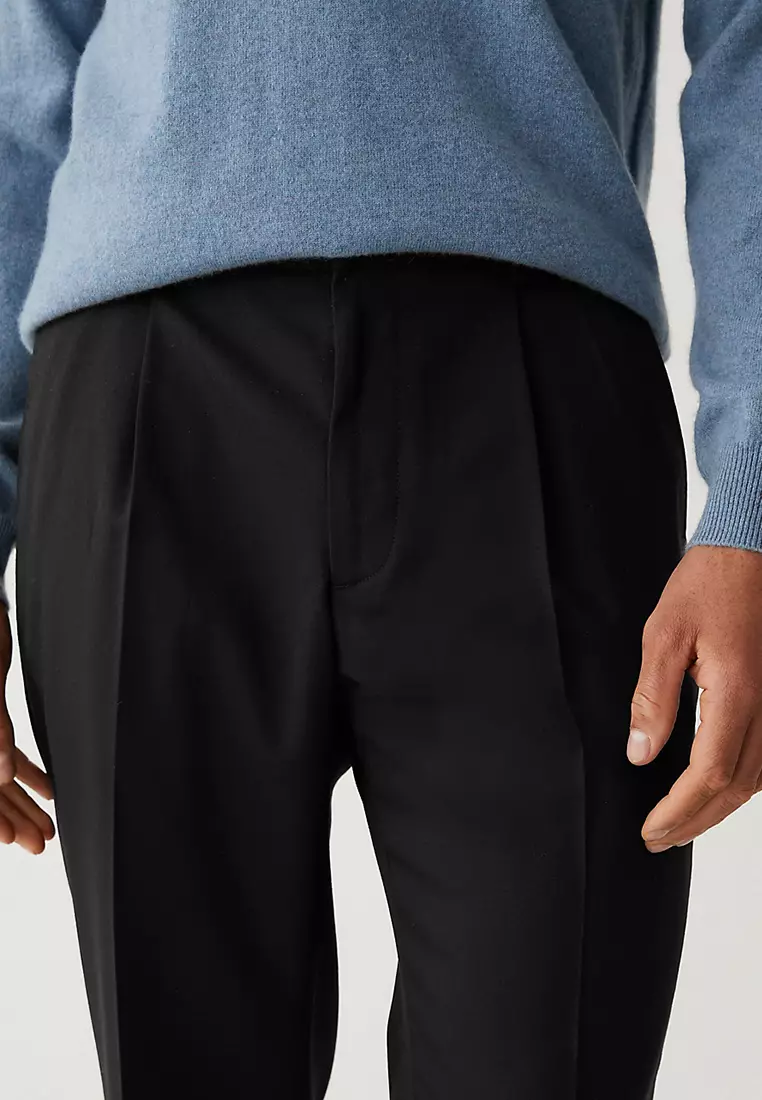 Regular Fit Wool Blend Trousers