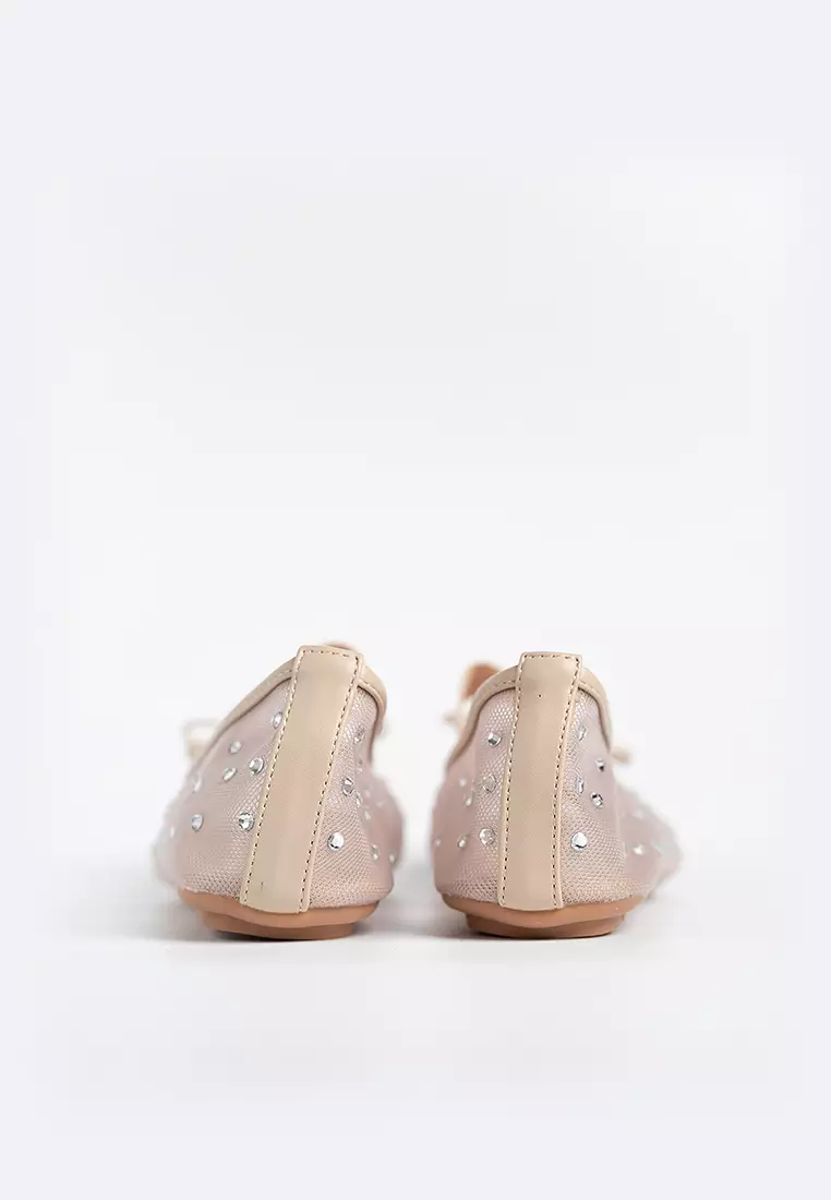 Glitter Mesh Ballerina Flats