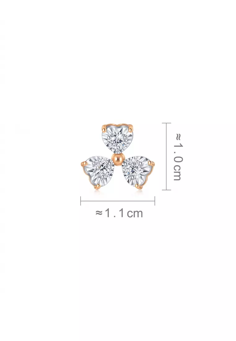 18K White & Rose Gold Stud Earring for Women 93031E (Sold Single Not Pair)
