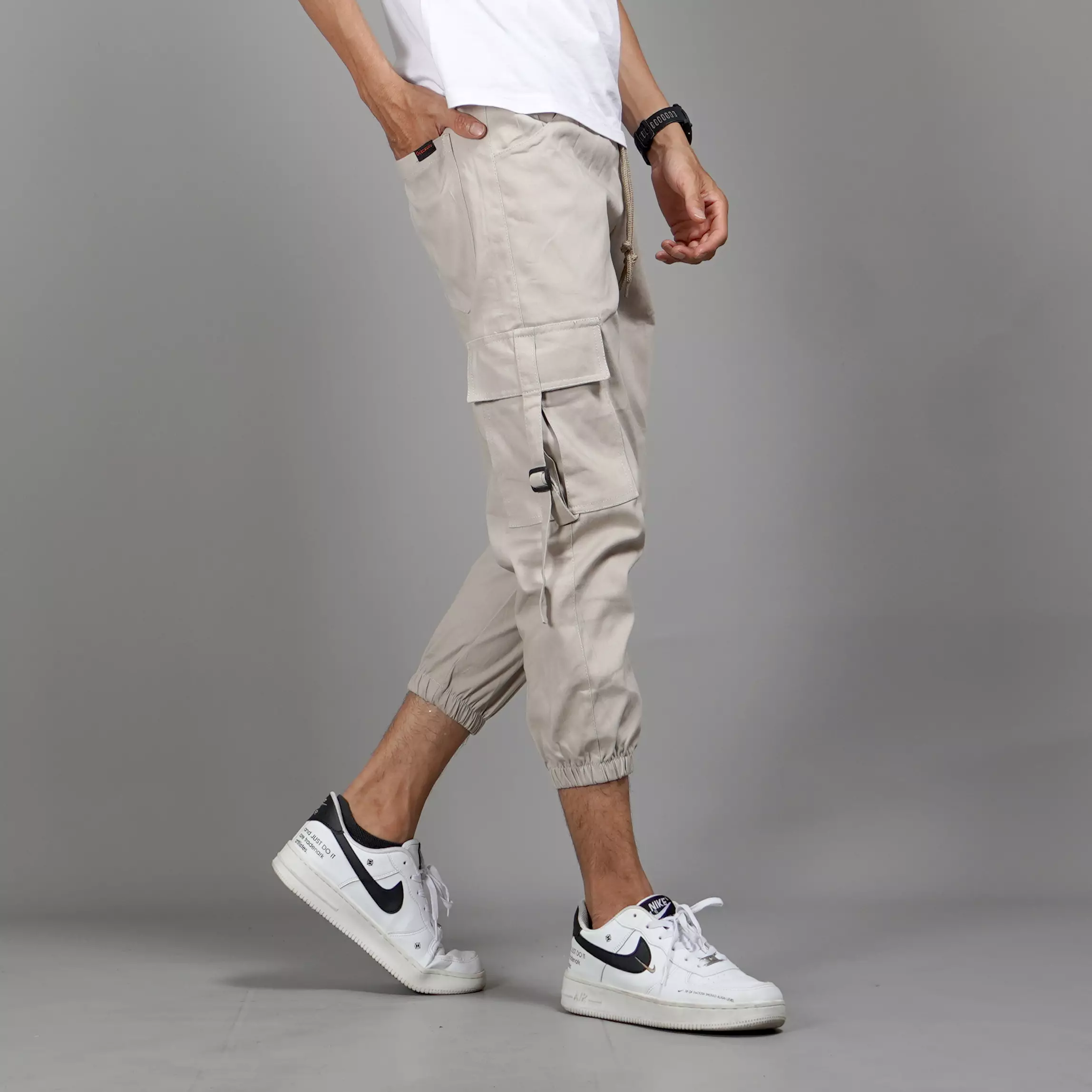 FIRMAN Cargo Jogger Pants Pria Celana Cargo Jogger Cargo Pants 3/4 - KREM