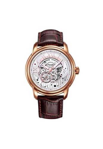 Aries Gold brown ARIES GOLD INFINUM EL TORO ROSE GOLD G 9005A RG-S BROWN LEATHER STRAP MEN'S WATCH 064A2AC6FE5FB3GS_1