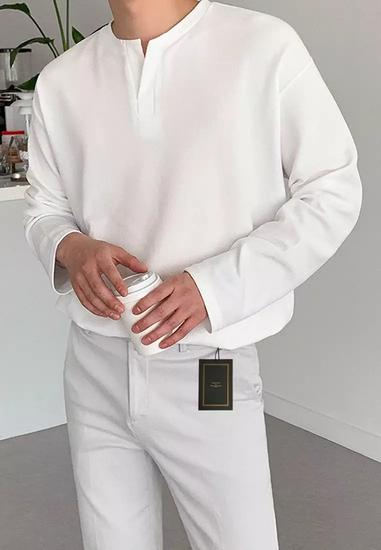 Casual Texture Long-sleeve T-shirt‌ ‌MYQ8951