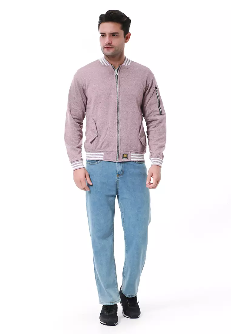 Cyrano Outerwear Pria Jaket Bomber Pria Motif Polos Material Baby Tery ORIGINAL - Red