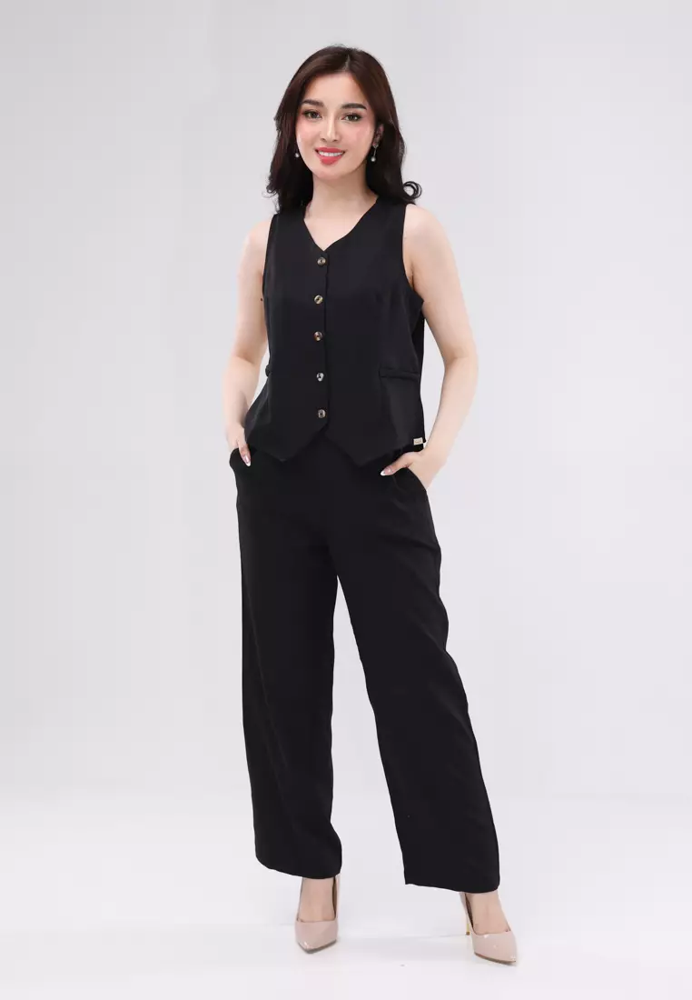 Acid Linen Sleeveless Vest Terno Pants