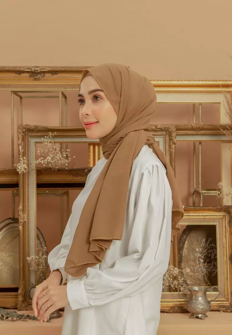 Embroidery Signature Shawl Soft Zaitun