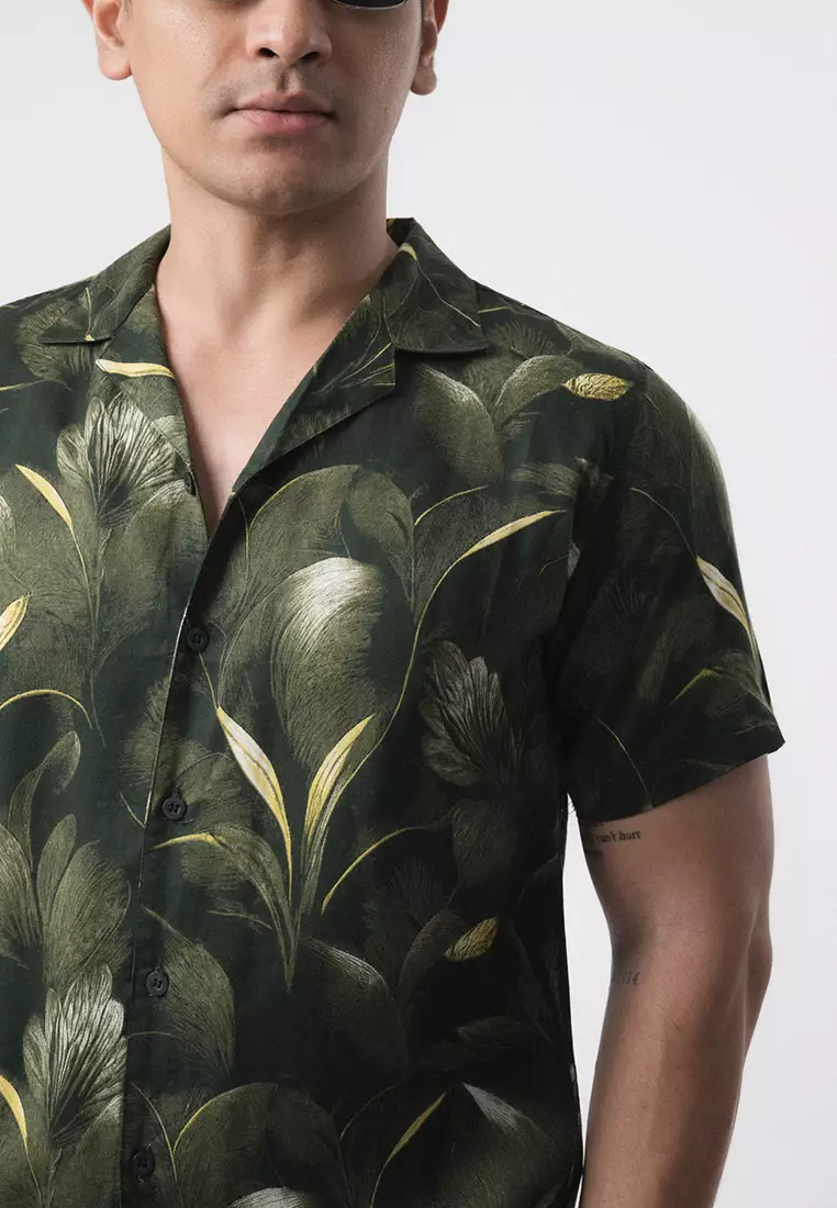 Green Magnolia Hawai Printing Shirt