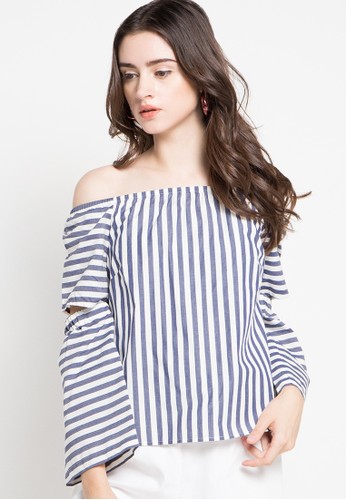 CUT OUT SLEEVE OFF SHOULDER BLOUSE