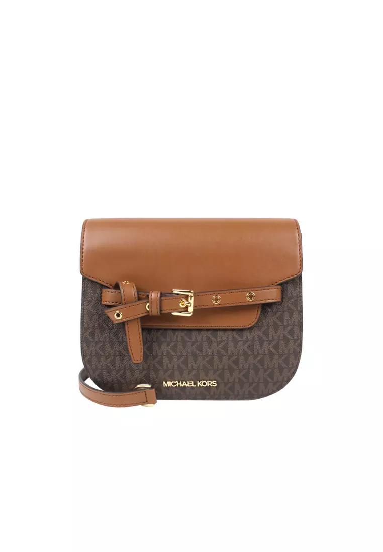 Michael kors whipstitched sale leather saddle bag