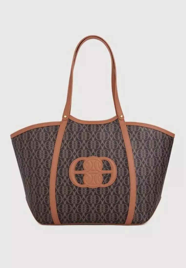 La Luna Monogram Oversized Tote Bag Brown Caramel