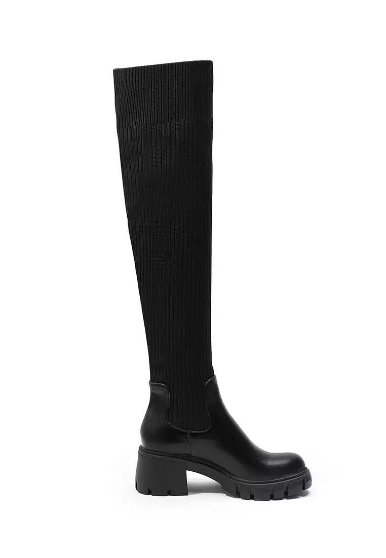 Discount on Twenty Eight Shoes  shoes - SKU: 6CM Overknee Elastic Knitted Spliced Long Boots WTY-Y0039-1