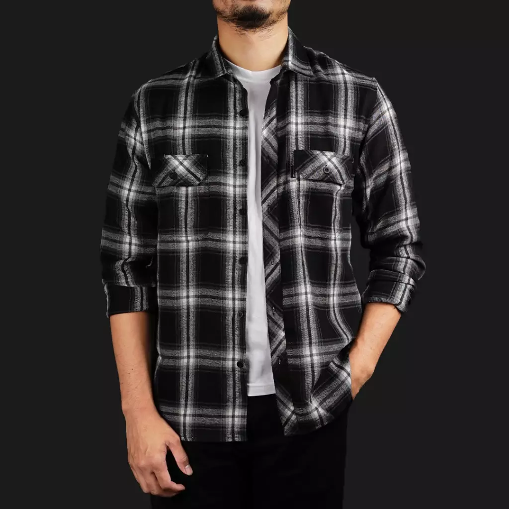 Gloaming Kemeja Flanel Veterano Unisex Panjang Delecta
