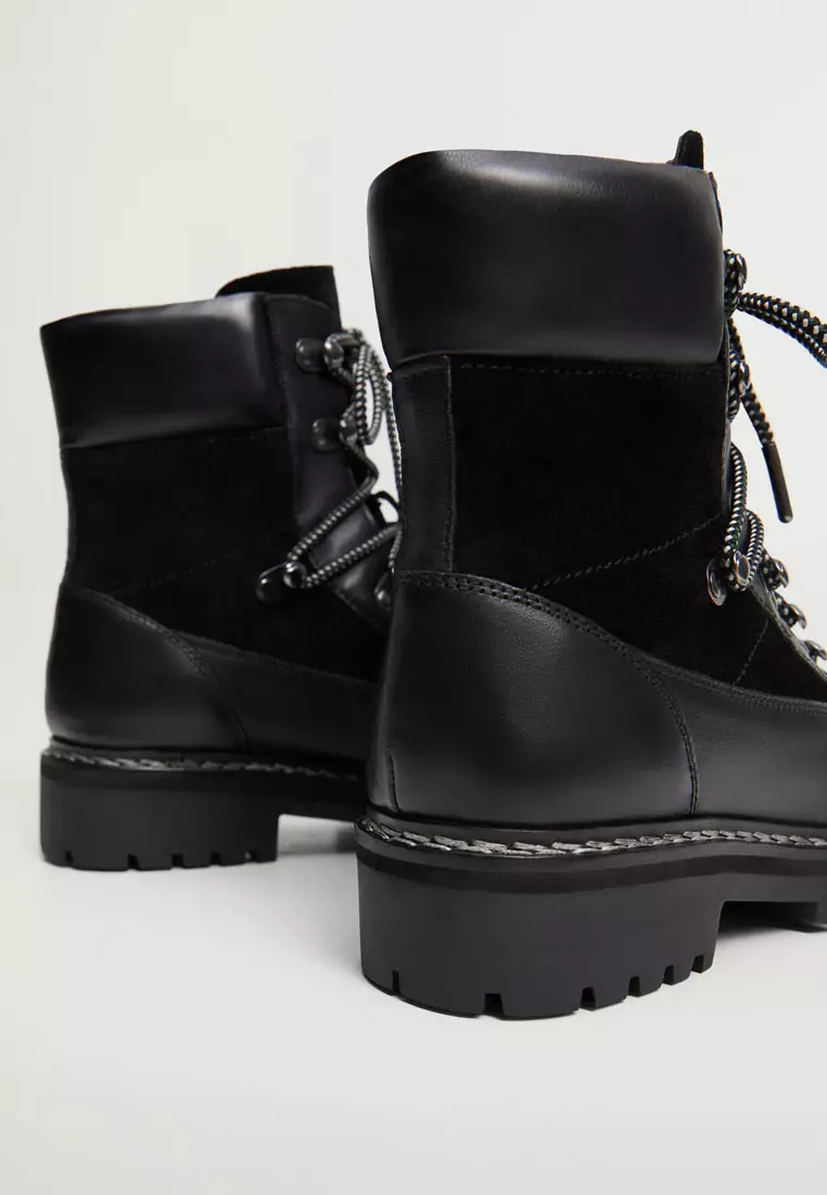 Mango lace up leather boots top
