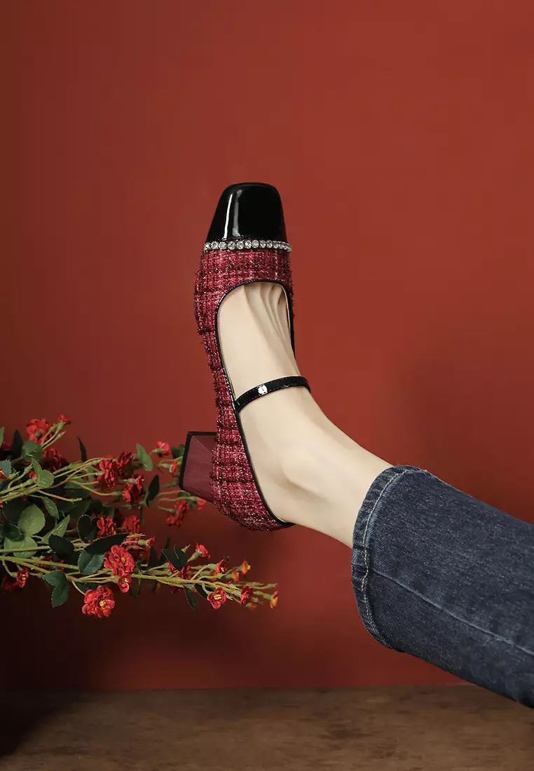 Buy Twenty Eight Shoes 4.5CM Square Toe Tweed Mary Jane