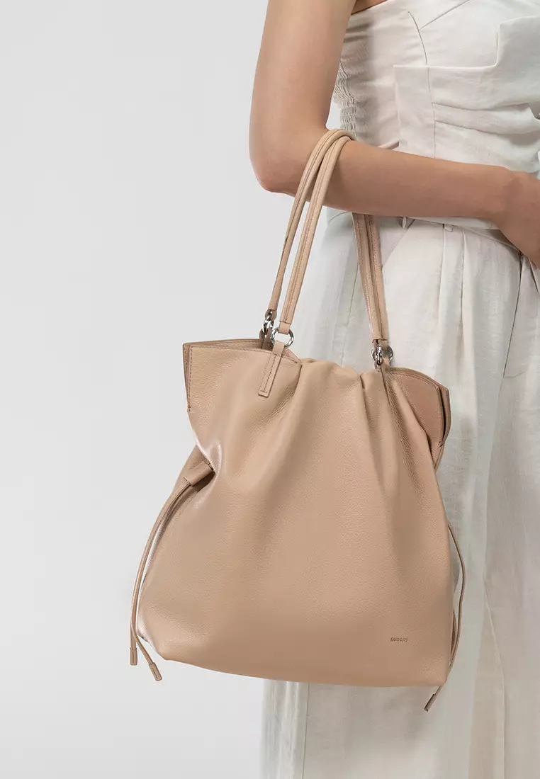 GEORGIANA Ruched Shoulder Bag - Caramel