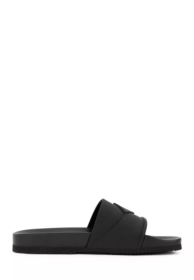 Discount on Bonia  shoes - SKU: Black Lunate Rubber Slides