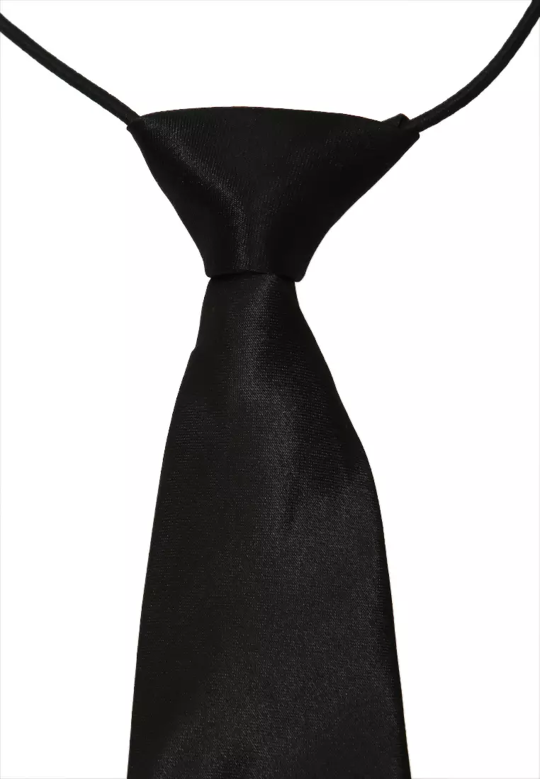 Deborah Aksesoris Fashion Dasi Instan Anak Pria Motif Polos Child Tie Material Satin ORIGINAL - Black