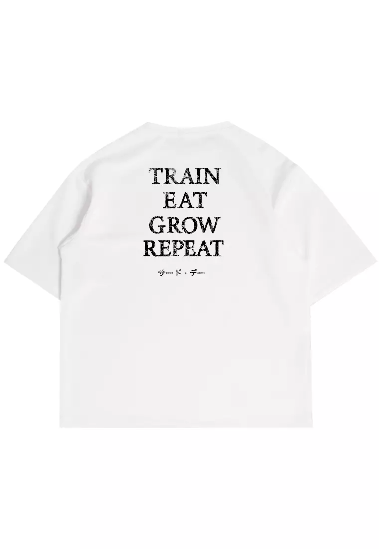 MTW43 Kaos Oversize Gym Scubalux "train eat grow repeat" putih